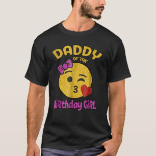 Papa van het Birthday-meisje Emoji Pink Kiss Heart T-shirt