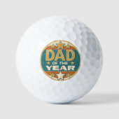Papa van het Jaar Retro Badge - Vaderdag Gift Golfballen (Voorkant)
