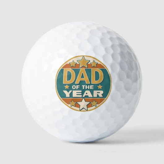 Papa van het Jaar Retro Badge - Vaderdag Gift Golfballen (Voorkant)
