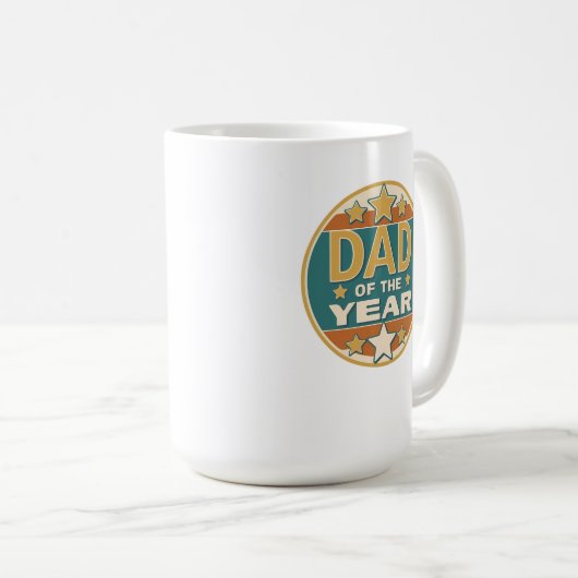 Papa van het Jaar Retro Badge - Vaderdag Gift Koffiemok (Voorkant rechts)