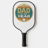 Papa van het Jaar Retro Badge - Vaderdag Gift Pickleball Paddle (Voorkant)