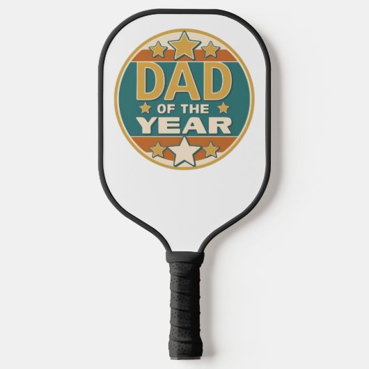 Papa van het Jaar Retro Badge - Vaderdag Gift Pickleball Paddle (Voorkant)