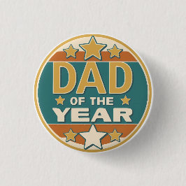 Papa van het Jaar Retro Badge - Vaderdag Gift Ronde Button 3,2 Cm