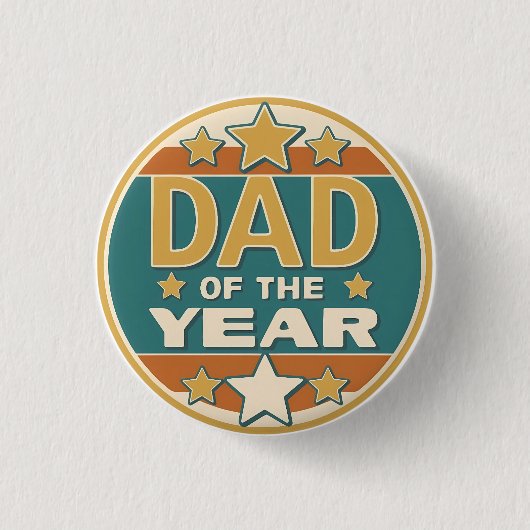 Papa van het Jaar Retro Badge - Vaderdag Gift Ronde Button 3,2 Cm (Voorkant)