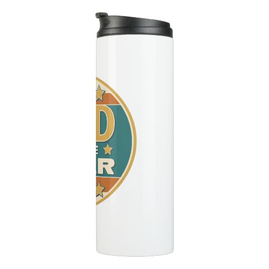 Papa van het Jaar Retro Badge - Vaderdag Gift Thermosbeker (Geroteerd rechts)