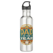 Papa van het Jaar Retro Badge - Vaderdag Gift Waterfles (Voorkant)