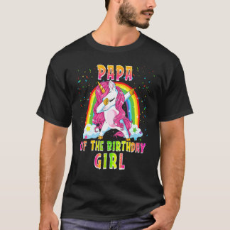 Papa van het jarige meisje Dabbing Unicorn bijpass T-shirt