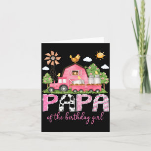 Papa van het jarige meisje roze koe boerderij vrac kaart