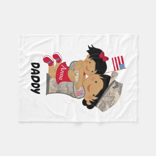 Papa van het kind in de militaire zak fleece deken (Voorkant (Horizontaal))