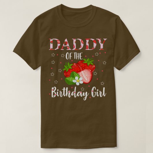 Papa van het meisje op de eerste verjaardag Berry  T-shirt (Design voorkant)