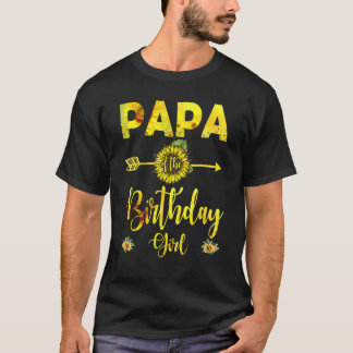 Papa van het meisje van de geboorte pap zonnebloem t-shirt