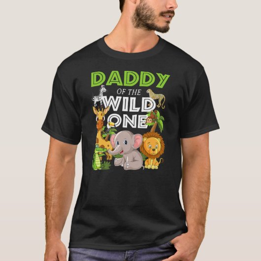 Papa van het Wild One Zoo Birthday Safari Oerwoud T-shirt (Voorkant)