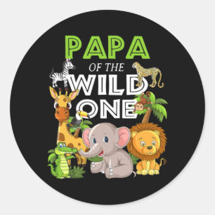 Papa van het Wilde One Zoo Birthday Safari Oerwoud Ronde Sticker