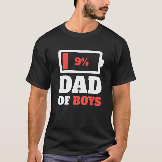 Papa van jongens, vader vader van lagedrukbatterij t-shirt (Voorkant)