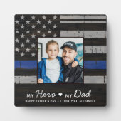 Papa van politie Thin Blue Line Aangepaste Fotovad Fotoplaat (Voorkant)