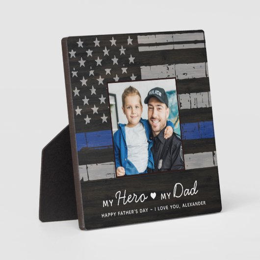 Papa van politie Thin Blue Line Aangepaste Fotovad Fotoplaat (Voorkant)