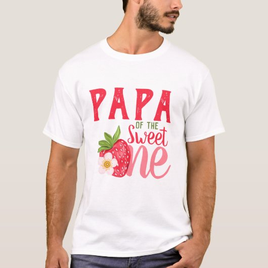Papa van Sweet One Aardbei 1e verjaardagsfeestje T-shirt (Voorkant)