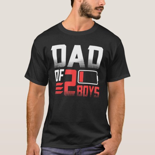 Papa van twee 2 jongens lage batterij papa t-shirt (Voorkant)