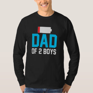 Papa van twee jongens met lage batterijduur, vader t-shirt