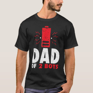 Papa van twee jongens met lage batterijduur vader  t-shirt