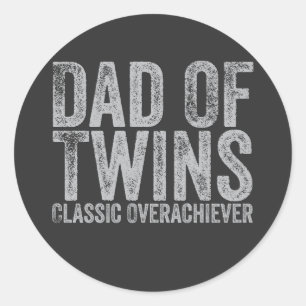 Papa van tweelingen Classic Overachiever Retro Vin Ronde Sticker