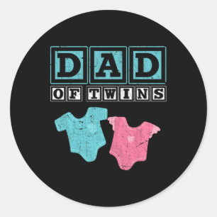 Papa van Twins Familie Papa vaderdag Toekomst Pare Ronde Sticker