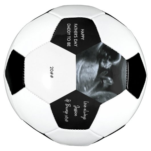Papa van vaders wordt Sonogram Aangepast Foto Voetbal (Gedraaid)