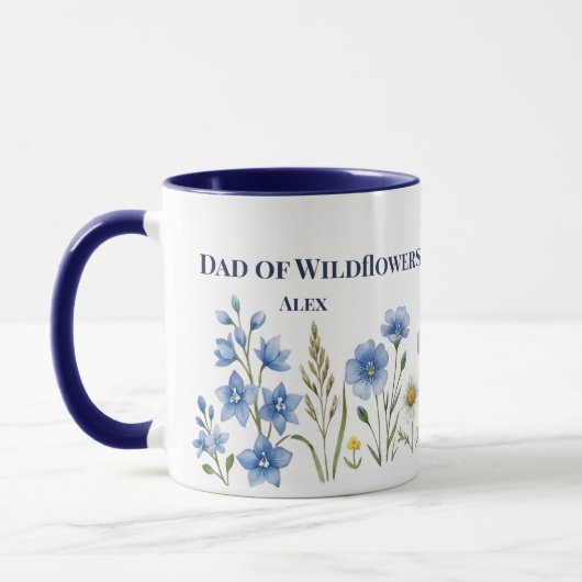 Papa van Wilde Bloemen Bloemig Blauw Aangepaste Na Mok (Links)