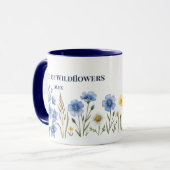 Papa van Wilde Bloemen Bloemig Blauw Aangepaste Na Mok (Voorkant links)