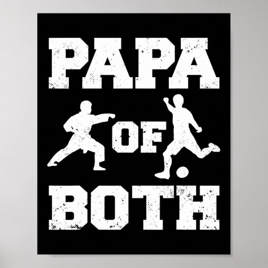 Papa van zowel grappig voetbal als karate papa poster (Voorkant)