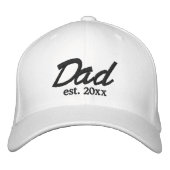 Papa Vastgesteld datumzwart & wit aangepast script Geborduurde Pet (Voorkant)