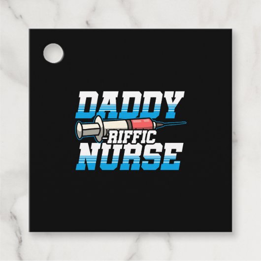 Papa-verdrietig verpleegkundige injectiespuit nati bedankjes labels (Voorkant)