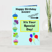 Papa Verjaardag Blauw Cupcake Tower Kinder kunstwe Kaart (Voorkant)