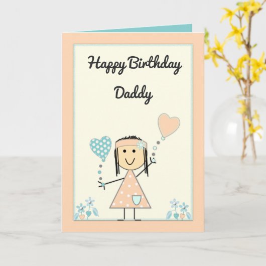 Papa Verjaardag van klein meisje groet Kaart (Gele Bloem)