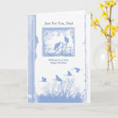 Papa verjaardagskaart met vogels - Blue Grunge Kaart (Gele Bloem)