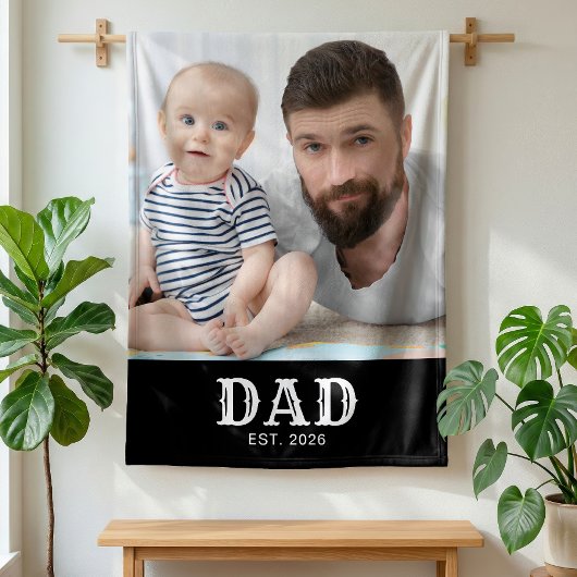 Papa Vestigde Vette Typografie Foto Fleece Deken