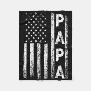 Papa Vintage Amerikaanse Vlag Vaderdag 4 Juli Fleece Deken