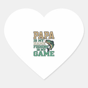 Papa Vissen Is Mijn Game Vintage Vis Shirt Ontwerp Hart Sticker