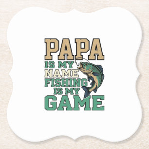 Papa Vissen Is Mijn Game Vintage Vis Shirt Ontwerp Kartonnen Onderzetters
