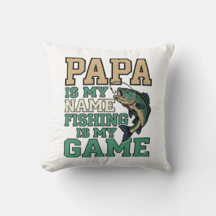 Papa Vissen Is Mijn Game Vintage Vis Shirt Ontwerp Kussen