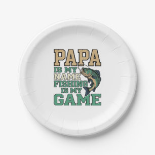 Papa Vissen Is Mijn Game Vintage Vis Shirt Ontwerp Papieren Bordje