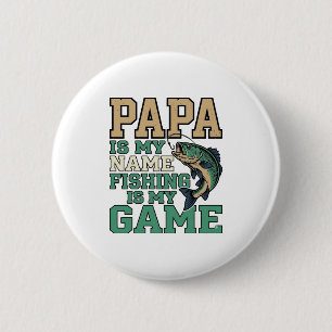 Papa Vissen Is Mijn Game Vintage Vis Shirt Ontwerp Ronde Button 5,7 Cm