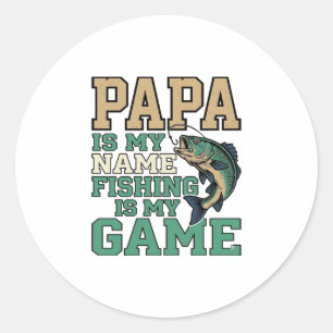 Papa Vissen Is Mijn Game Vintage Vis Shirt Ontwerp Ronde Sticker