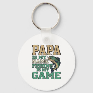 Papa Vissen Is Mijn Game Vintage Vis Shirt Ontwerp Sleutelhanger