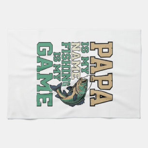 Papa Vissen Is Mijn Game Vintage Vis Shirt Ontwerp Theedoek