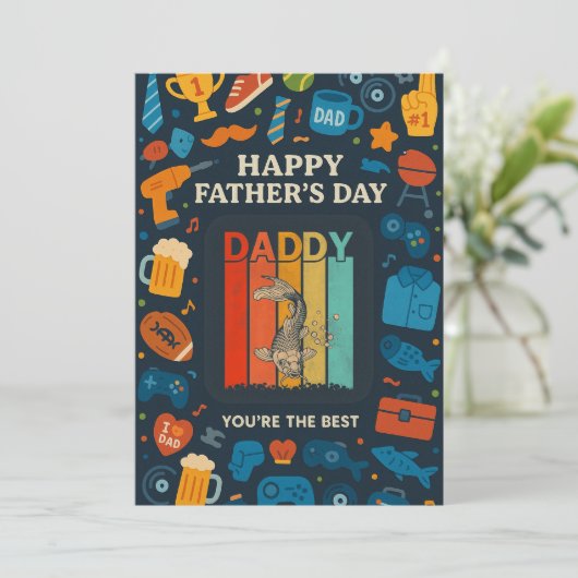  papa Vist jou de beste vaderdag Kaart (Staand voorkant)