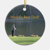 Papa Vist Pond Park Pink Trees Omkeerbaar Keramisch Ornament (Voorkant)