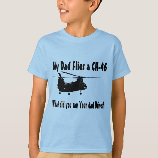 Papa vliegt met een CH 46 helikopter T-shirt (Voorkant)