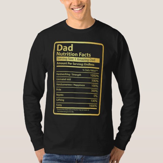 Papa Voeding Feiten Vaderdag voor Papa T-shirt (Voorkant)