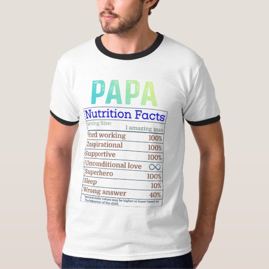 Papa Voedingsfeiten Grappige T-Shirt (Voorkant)